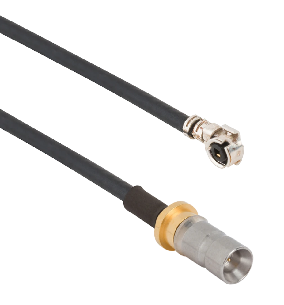 SMPM Male VITA 67.3 Plug-In Contact to U.FL Female R/A 6" Cable Assembly for .047 Cable